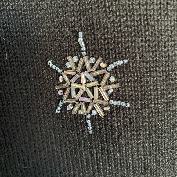 Stitches in Time Sweater Medium Black Embroidered Embellished Floral Cardigan - Picture 7 of 15